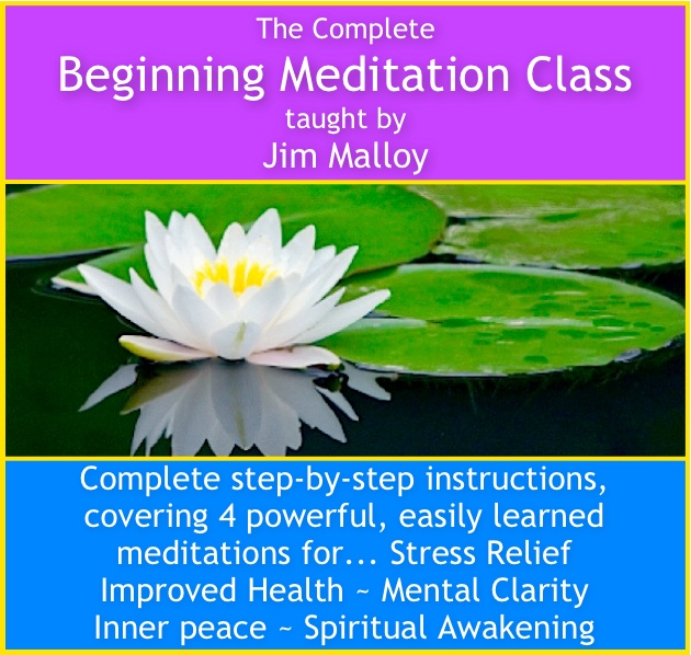 CD cover, The Complete Beginning Meditation Class, taught by Jim Malloy